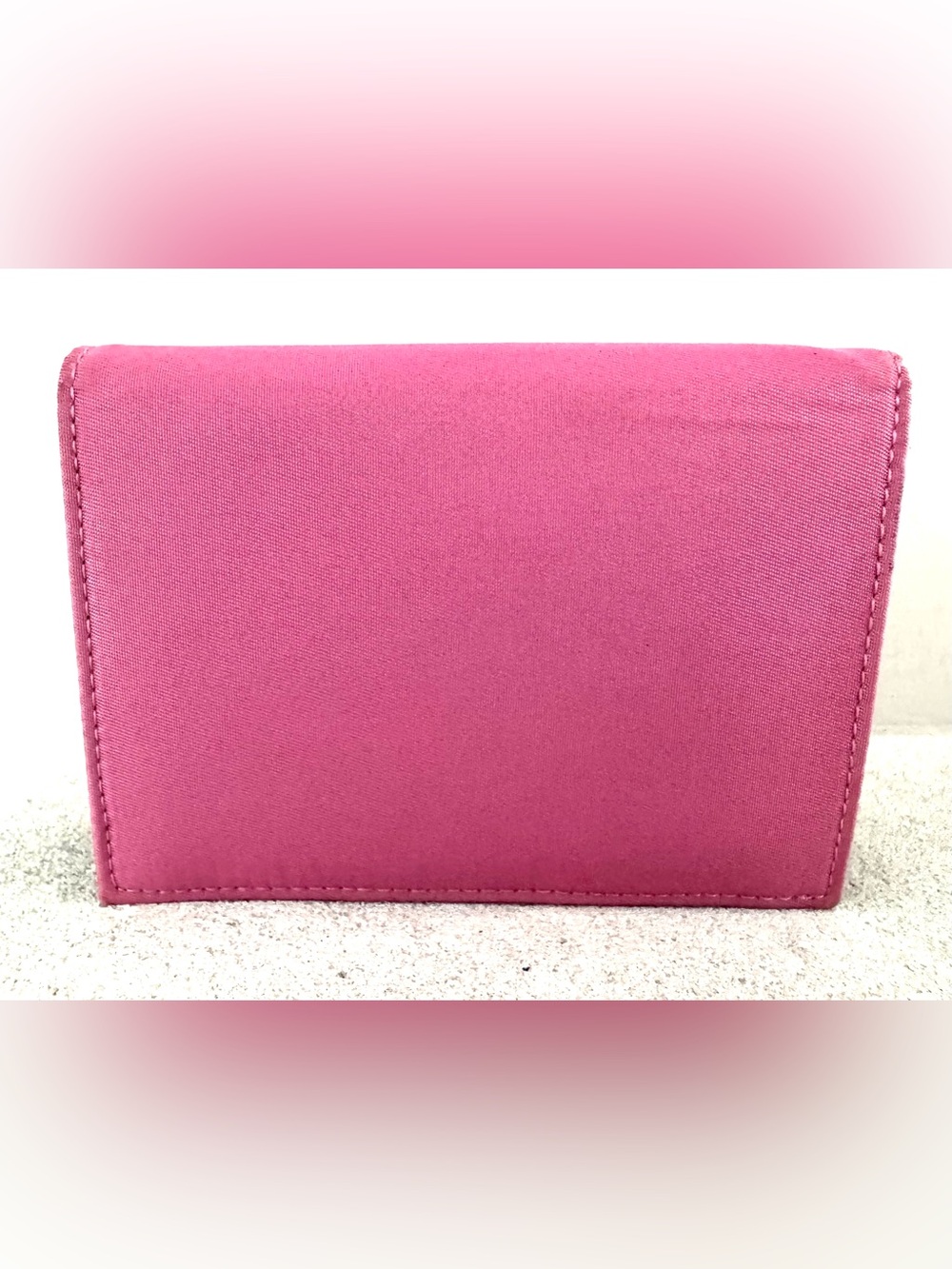 PRADA Pink Tessuto Nylon & Saffiano Leather Compact Bifold Wallet Milano - Picture 3 of 9